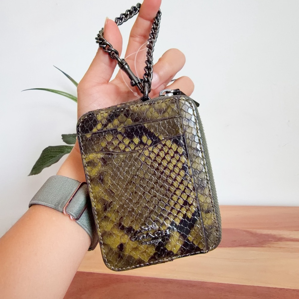 NWT Coach Snake Print Zip Card Case